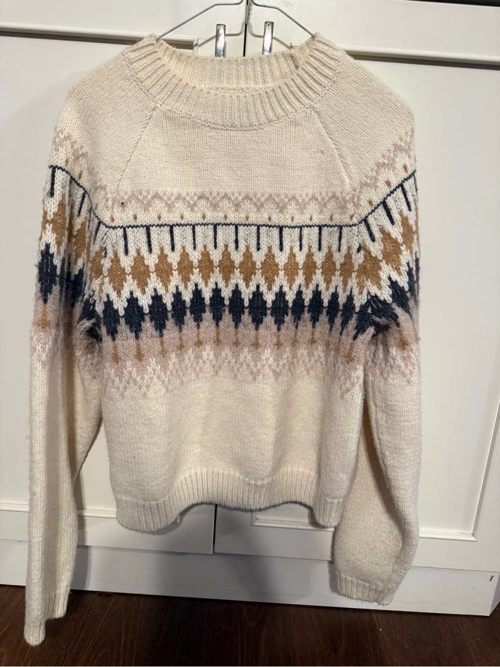 Cream Fair Isle Knit Sweater - Women's Cozy Pullover
